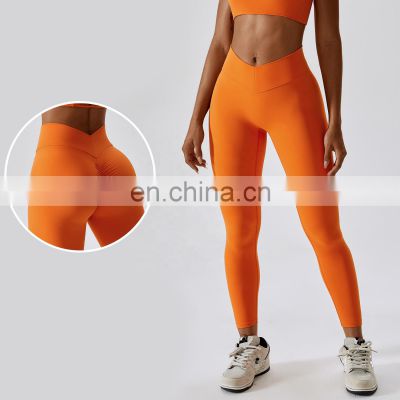 Scrunch Butt Fitness Feels Like Skin Yoga Leggings Wholesale V Cut Waist Sports Pants