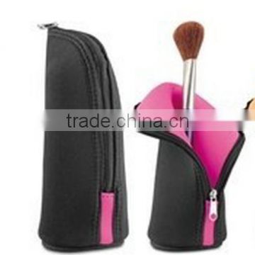 black neoprene cosmetic bag / cosmetic holder with zipper