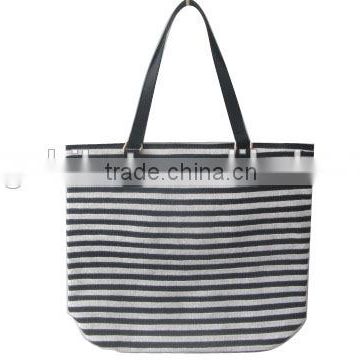 pu band striped paper braid big beach bag ladies bag