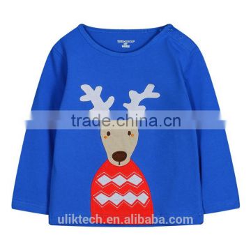 blue deer printing image new design boys long sleeve t-shirts