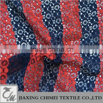 navy & red strip lace fabric