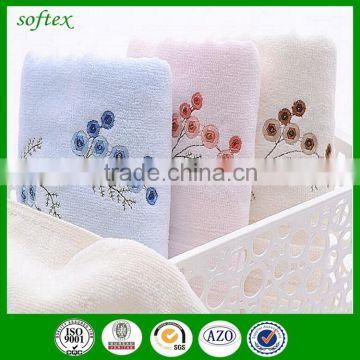 manufacturer wholesale 32s2 cut velvet pile towel cotton terry towel with artificial embroidered roses plum flowers