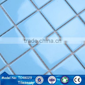 decorative blue square shaped glazed ceramic swimming pool mosaic tile