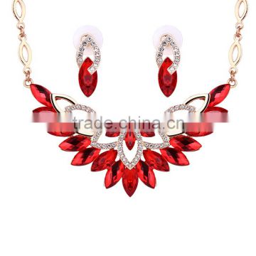 Wholesale Latest Design Fashion Necklaces Women Luxury Statement Diamond Jewelry Set SKJT0568