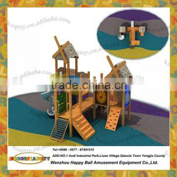 Children wooden climbing cubby house frames with slide amusement playground
