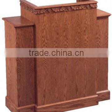 With wood church wing pulpit, Light Oak Stain,Ash wood walnut church front carved PulPit with shelf / Ash church furniture