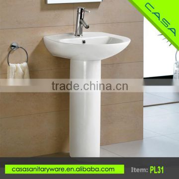 Best Selling simple white ceramic white free standing washbasin