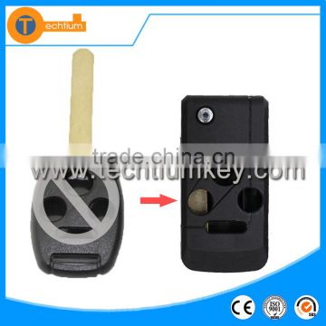 Uncut blade remote blank key cover with logo 3+1 button modified flip key fob case shell for honda fit