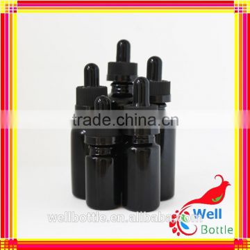 glassy black dropper bottle withsimple scew cap for essential oil bottle China supplier