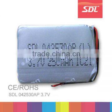 Factory SDL 3.7V 250mah 042530AP Li-polymer battery for MP3 Lithium polymer batteries