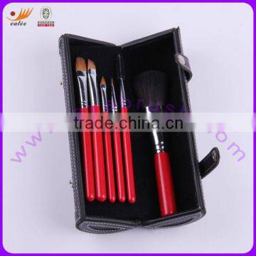 7-piece Cosmetic/Makeup Brush Set with Copper Ferrule,Wooden Handle and Brush Holder