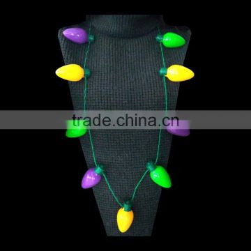 Custom madri gras party supplies led color changing flashing light up bulbs necklace