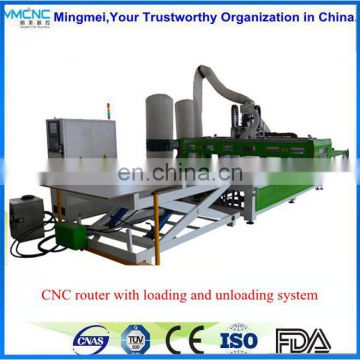 high quality furniture making 1325 cnc nesting router engraver machine with loading unloading system