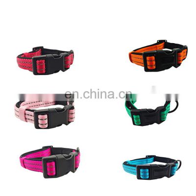 Amazon hot selling 3M reflective neoprene soft and comfortable adjustable multi color  safety dog collar