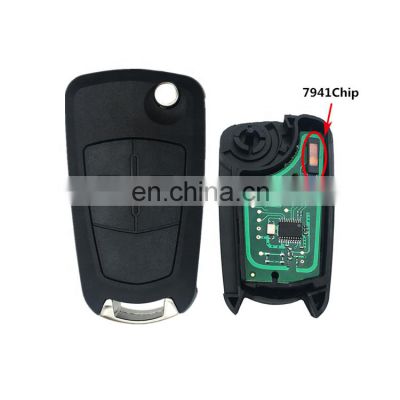 433 Mhz 2 Buttons 7941 Chip Flip Car Remote Key Cover Fob For Opel Vauxhall Corsa D 2007-12