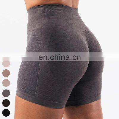 No Front Seam Running Sports Pants Scrunch Butt Workout Shorts Gym Fitness Leggings High Waist Seamless Yoga Shorts For Women