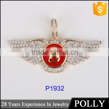 2016 Latest fashion hip hop jewelry 925 sterling silver bird wing diamond pendant