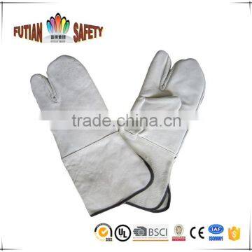 FTSAFETY three fingers long cuff cowhide split leather safety gloves for welding industrile working
