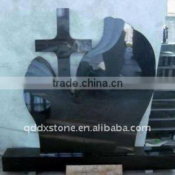 cross black granite tombstone and monuments