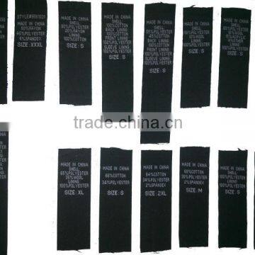 Direct factory custom cheap clothing taffeta black label price printing