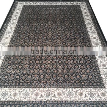 Black Hairati Wool Viscose Carpet