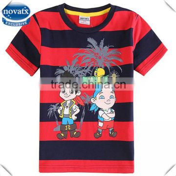 (C6152Y) 2-6Y children summer wear baby stripe t shirts Jake the Pirate print t shirts nova kids cartoon boys t shirts
