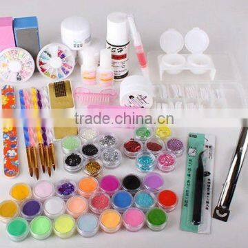 Acrylic Powder Liquid KITS UV NAIL ART TIP Set Dust Stickers Brush TIPS HN1279