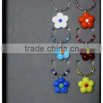 colored glass flower for bottle hanging decoration