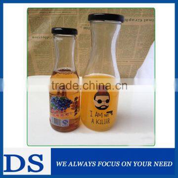 High quality fruit juice clear glass bottle 450ml with tinplate screw cap