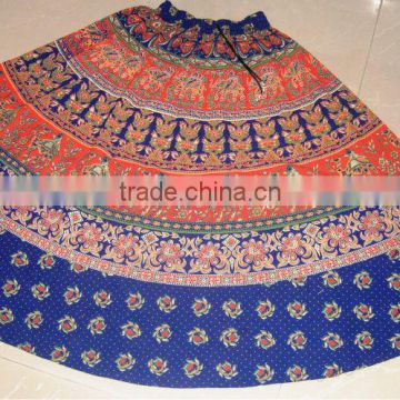Bohemian Gypsy ethnic tribal wrap on long Colorful cotton Skirt