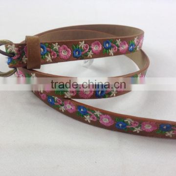 bright-colored high quanlity PU fashion embroidered belt for girls