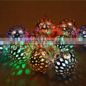 Christmas indoor and outdoor decorative Multicolor metal hollow ball led string light