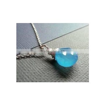 blue chalcedony silver necklaces