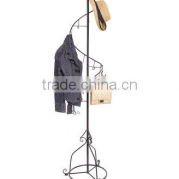 Elegant Black Metal 14 Hook Spiral Coat Hanger / Bag Display / Garment Rack Stand(HC-B-0173)