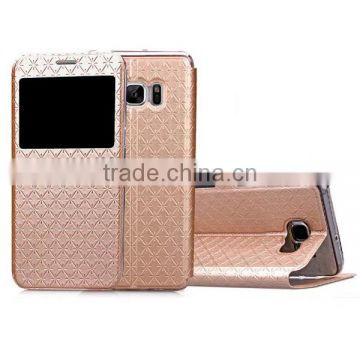 Embossing PU Leather Phone Case, Holder Stand Magnetic Flip leather Case With window For Samsung Note 7