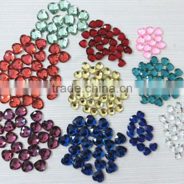 colorful fashion heart shape crystal flat pointed back stone for jewelry making