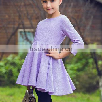 2016 new design girls' dress lace flower long sleeve dress for girl