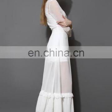 Women Sexy Color Block Joint Long Pattern Strapless long white Dress