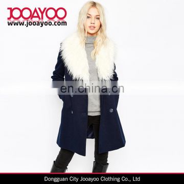 2017 Korea Women Luxury Faux Fur Collar Double Breasted Overcoat Customed Mature Ladies Winter Coat