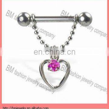 Dangle heart nipple bars piercing jewelry