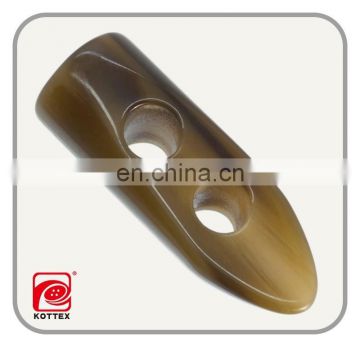 Factory 2 Holes Brown Imitation Horn Color Polyester Resin Barrel Coat Toggle For Leather Coat