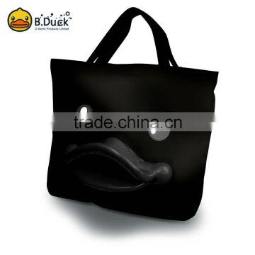 Fashion novelty canvas women tote bag foldable tote bag with snap closure