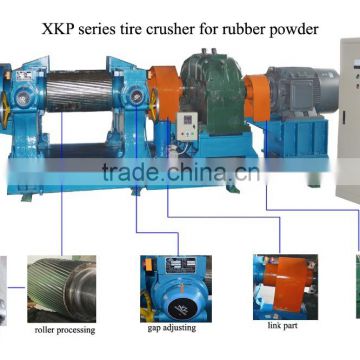 Double roller type waste rubber tire grinder plant for 0.6-3mm