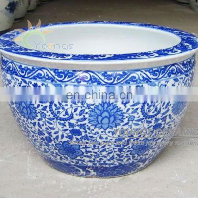 Large chinese blue and white ceramic decorative planters pot for indoor and outdoor