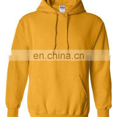 Customize your own pullover Hoodies sweatshirts yellow gold jumper with kangaroo pocket for adult