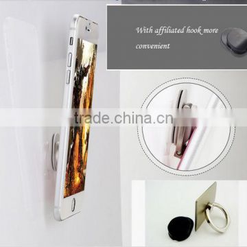 Factory in China 360 degree rotation sticky mobile phone metal ring holder with hook for smartphone