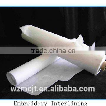 Non-woven white polyester (tear away ) embroidery interlining