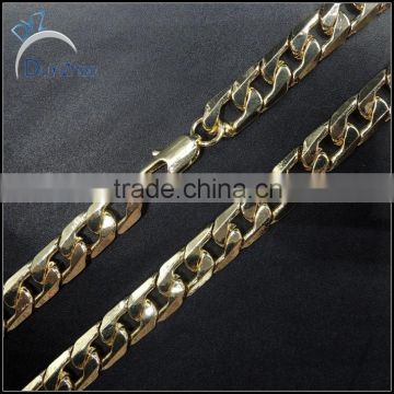 simple men's hip hop plated 14k gold cuban chain necklace