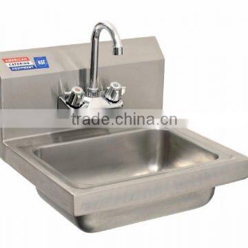 Commercial Hand Wash Sink with Backsplash, Splash Mounted Stainless Steel Commercial Hand Sink for Catering