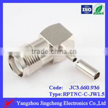 RPTNC female body with male pin 90 right angle for RG316 cable